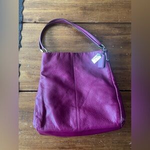 Coach Madison phoebe Fuchsia Pink Pebble Leather Shoulder Bag Purse E1376-26224